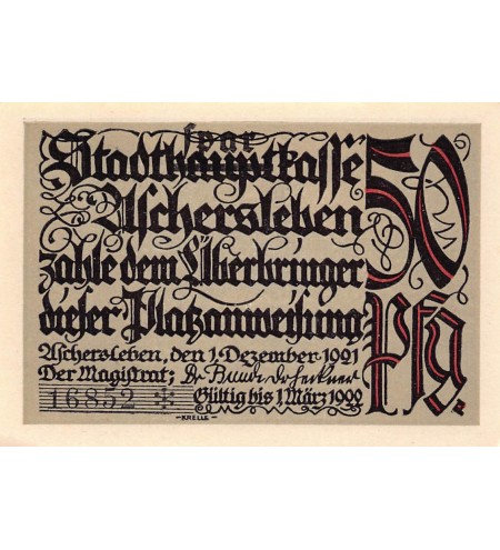 ALLEMAGNE, ASCHERSLEBEN - 50 PFENNIG 1921