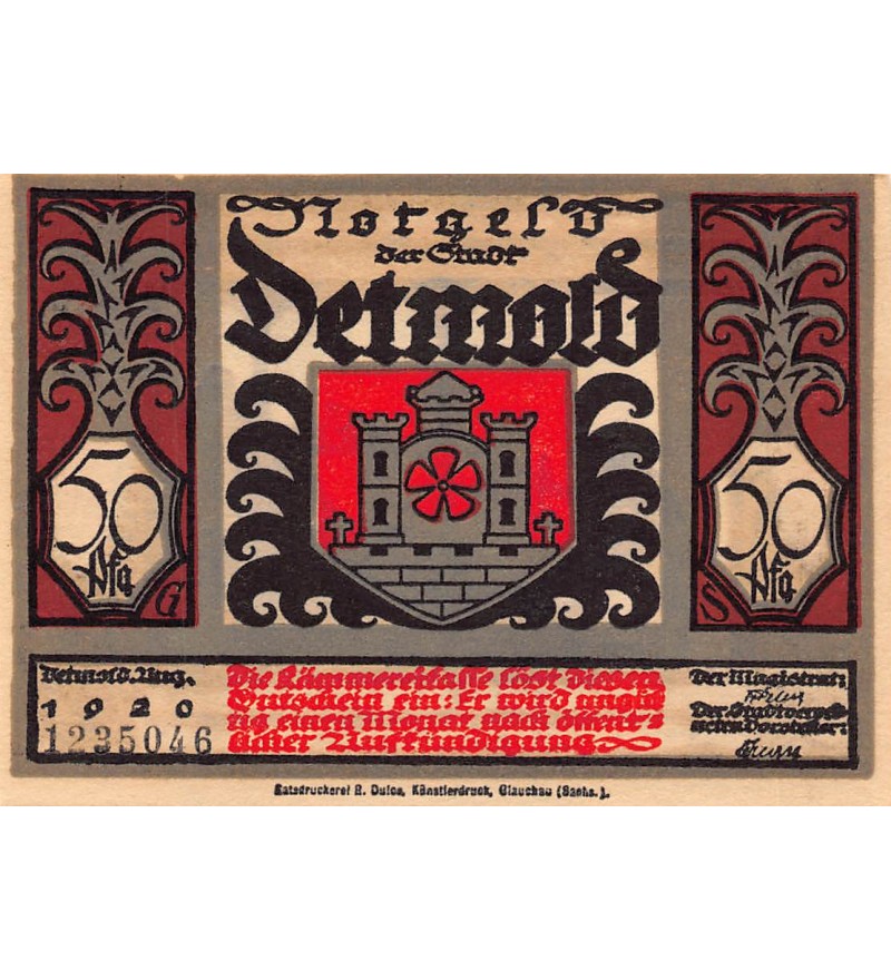 ALLEMAGNE, DETMOLD - 50 PFENNIG 1920
