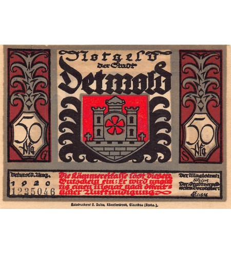 ALLEMAGNE, DETMOLD - 50 PFENNIG 1920