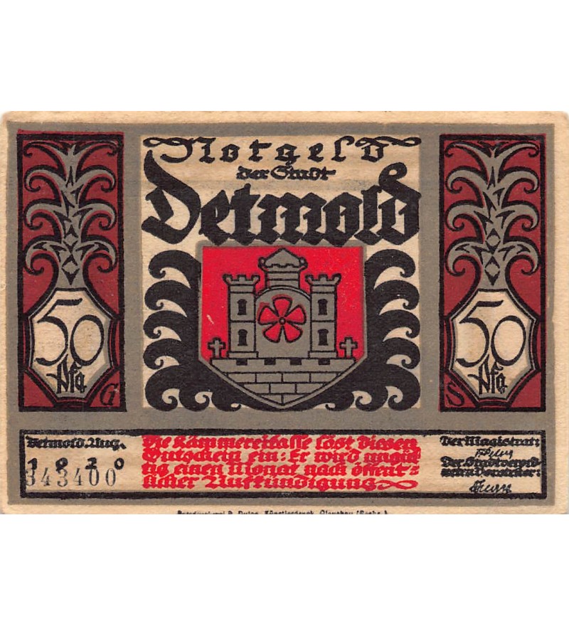 ALLEMAGNE, DETMOLD - 50 PFENNIG 1920