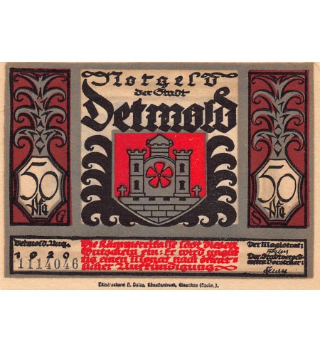 ALLEMAGNE, DETMOLD - 50 PFENNIG 1920