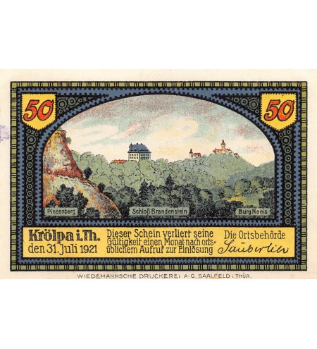 ALLEMAGNE, KRÖLPA - 50 PFENNIG 1921