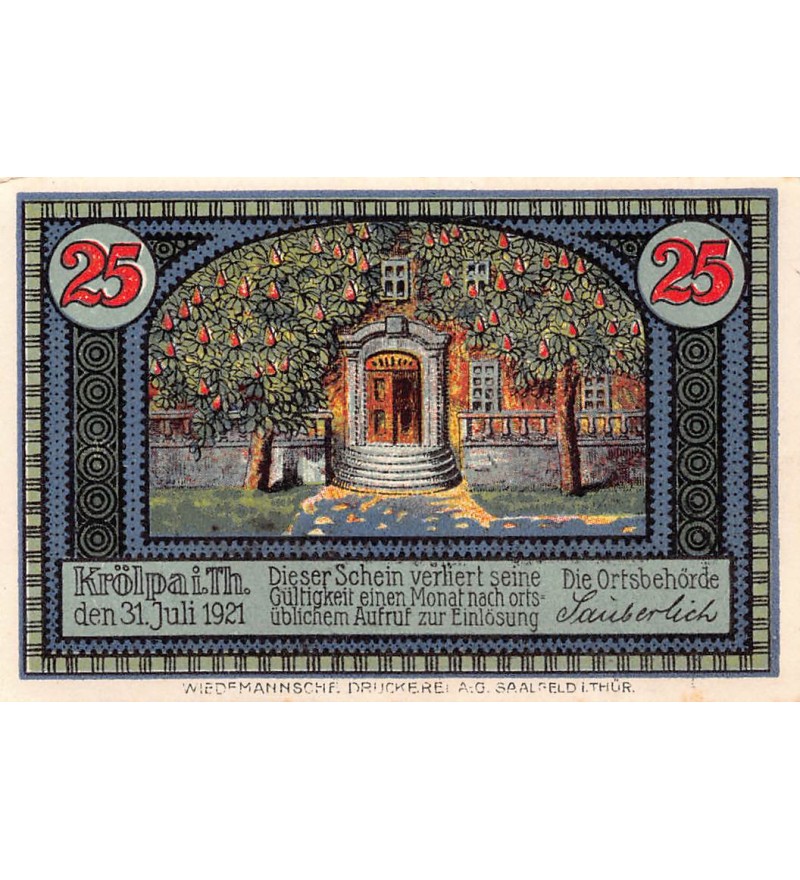 ALLEMAGNE, KRÖLPA - 25 PFENNIG 1921