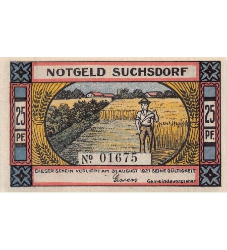 ALLEMAGNE, SUCHSDORF - 25 PFENNIG 1921