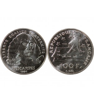 DESCARTES - ESSAI DE 100 FRANCS ARGENT 1991 2