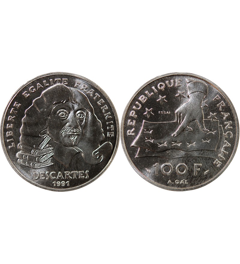 DESCARTES - ESSAI DE 100 FRANCS ARGENT 1991
