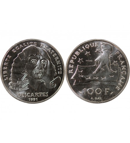 DESCARTES - ESSAI DE 100 FRANCS ARGENT 1991