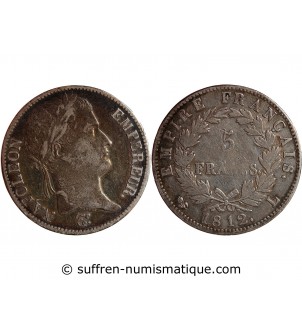 NAPOLEON Ier - 5 FRANCS ARGENT 1812 L BAYONNE