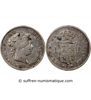 ESPAGNE, ISABELLE II - 1 REAL ARGENT 1863 SEVILLE