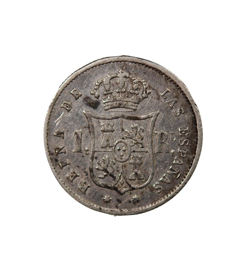 ESPAGNE, ISABELLE II - 1 REAL ARGENT 1863 SEVILLE