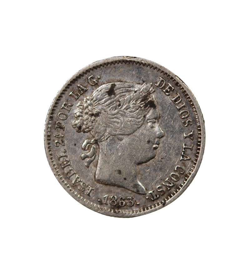 ESPAGNE, ISABELLE II - 1 REAL ARGENT 1863 SEVILLE