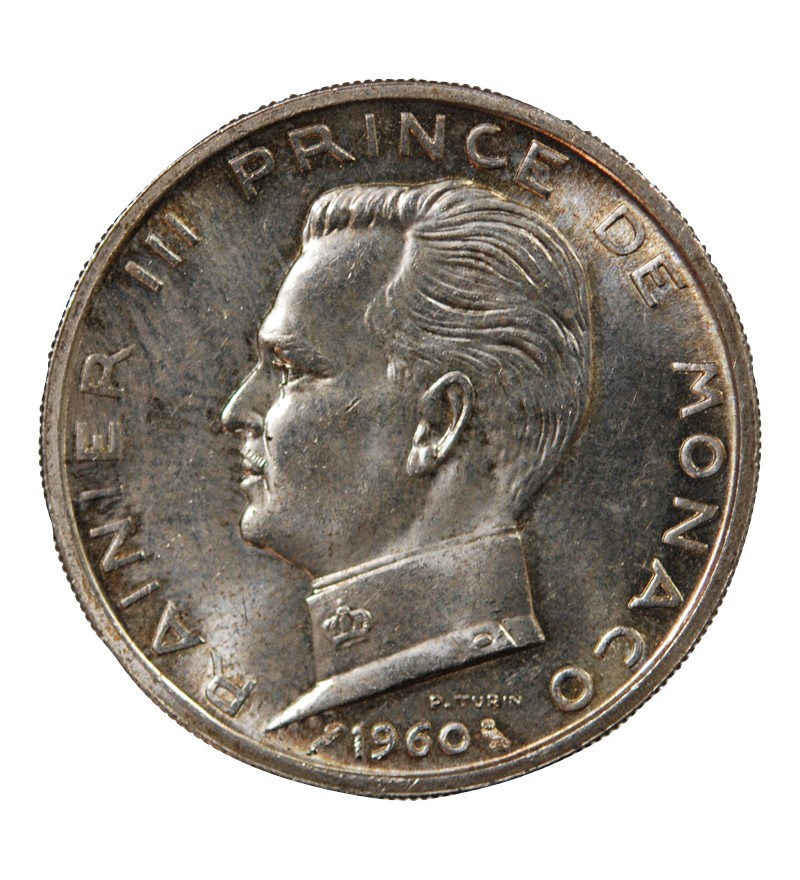 MONACO, RAINIER III - 5 FRANCS ARGENT 1960