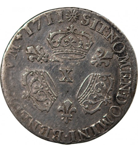 LOUIS XIV﻿ - 1/10 ECU AUX TROIS COURONNES 1711 X AMIENS