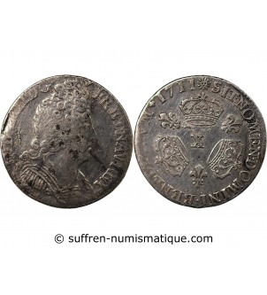 LOUIS XIV﻿ - 1/10 ECU AUX TROIS COURONNES 1711 X AMIENS