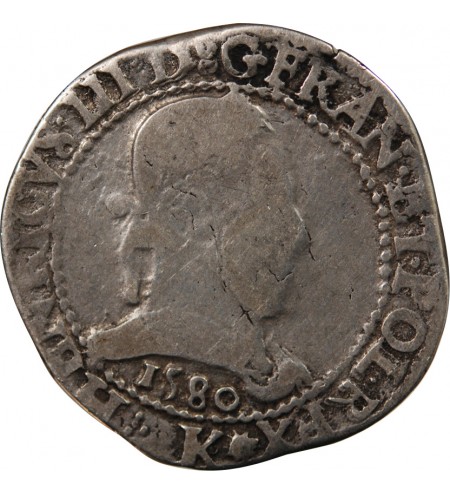 HENRI III - FRANC AU COL PLAT 1580 K BORDEAUX