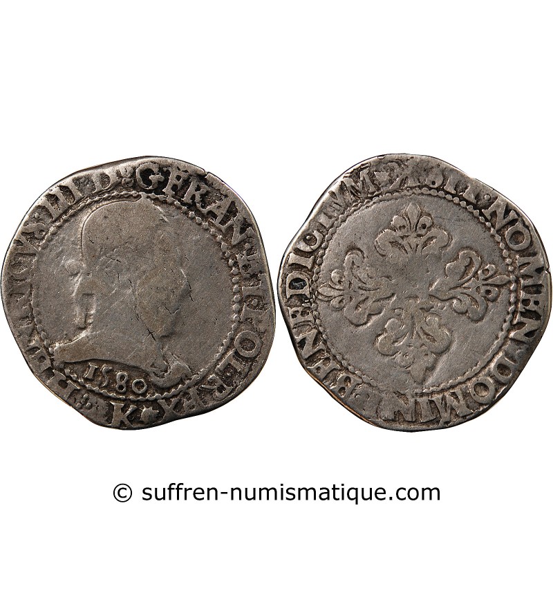 HENRI III - FRANC AU COL PLAT 1580 K BORDEAUX