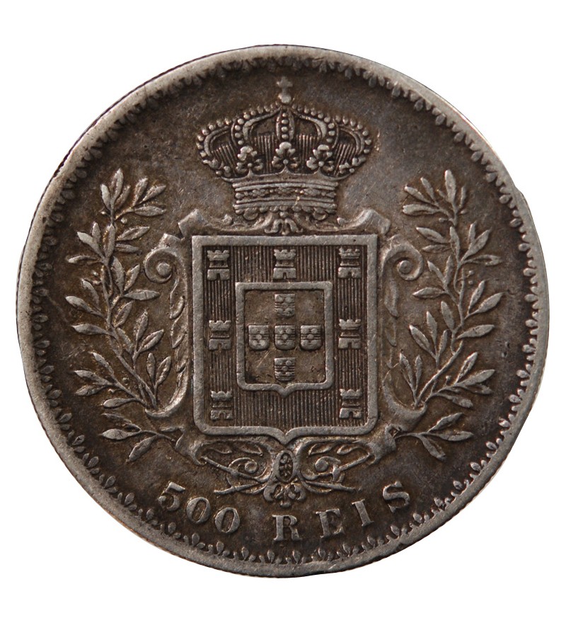 PORTUGAL, CHARLES Ier - 500 REIS ARGENT 1891