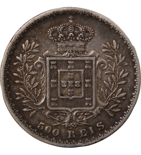PORTUGAL, CHARLES Ier - 500 REIS ARGENT 1891