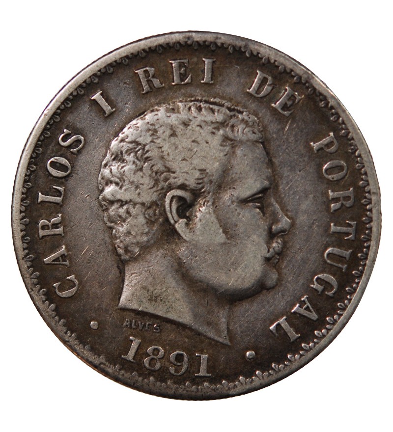 PORTUGAL, CHARLES Ier - 500 REIS ARGENT 1891