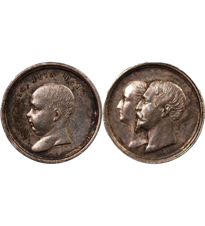 NAPOLEON IV, NAISSANCE - PETITE MEDAILLE ARGENT 1856
