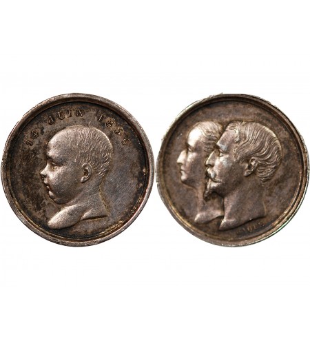 NAPOLEON IV, NAISSANCE - PETITE MEDAILLE ARGENT 1856
