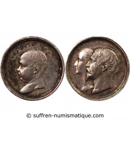 NAPOLEON IV, NAISSANCE - PETITE MEDAILLE ARGENT 1856