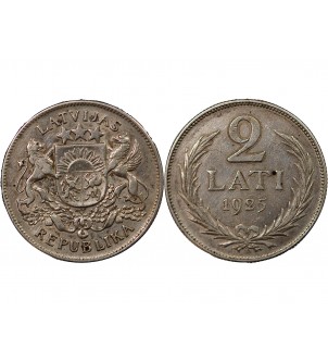 LETTONIE - 2 LATI ARGENT 1925 2