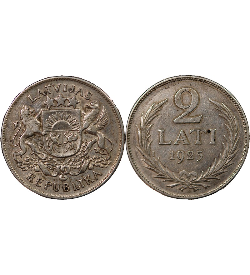 LETTONIE - 2 LATI ARGENT 1925