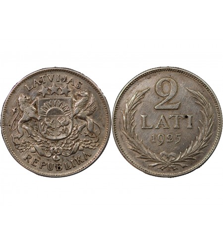 LETTONIE - 2 LATI ARGENT 1925