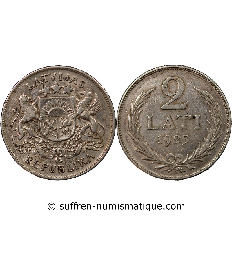 LETTONIE - 2 LATI ARGENT 1925