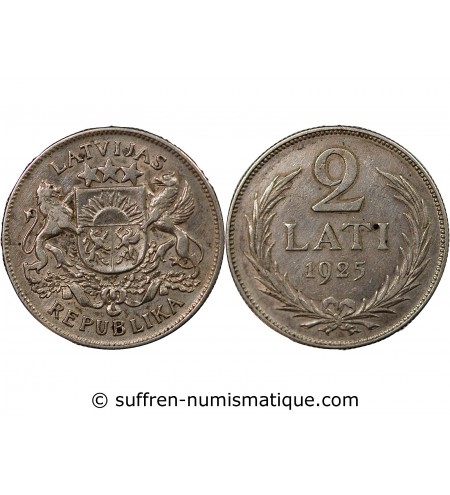 LETTONIE - 2 LATI ARGENT 1925