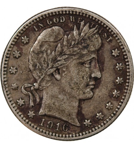 USA - 25 CENTS ARGENT "Barber Quarter" 1916 DENVER