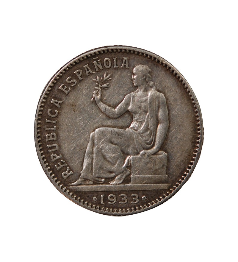 ESPAGNE, REPUBLIQUE - 1 PESETA ARGENT 1933