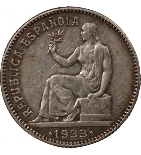 ESPAGNE, REPUBLIQUE - 1 PESETA ARGENT 1933
