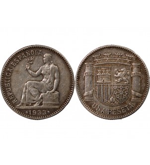 ESPAGNE, REPUBLIQUE - 1 PESETA ARGENT 1933 2