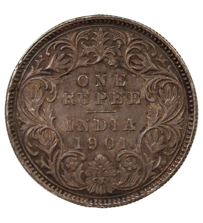 IINDE, VICTORIA - 1 RUPEE ARGENT 1901 C CALCUTTA