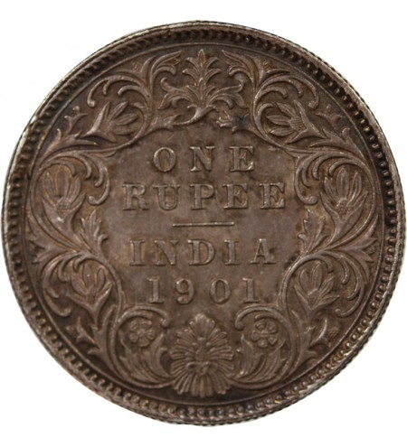 IINDE, VICTORIA - 1 RUPEE ARGENT 1901 C CALCUTTA
