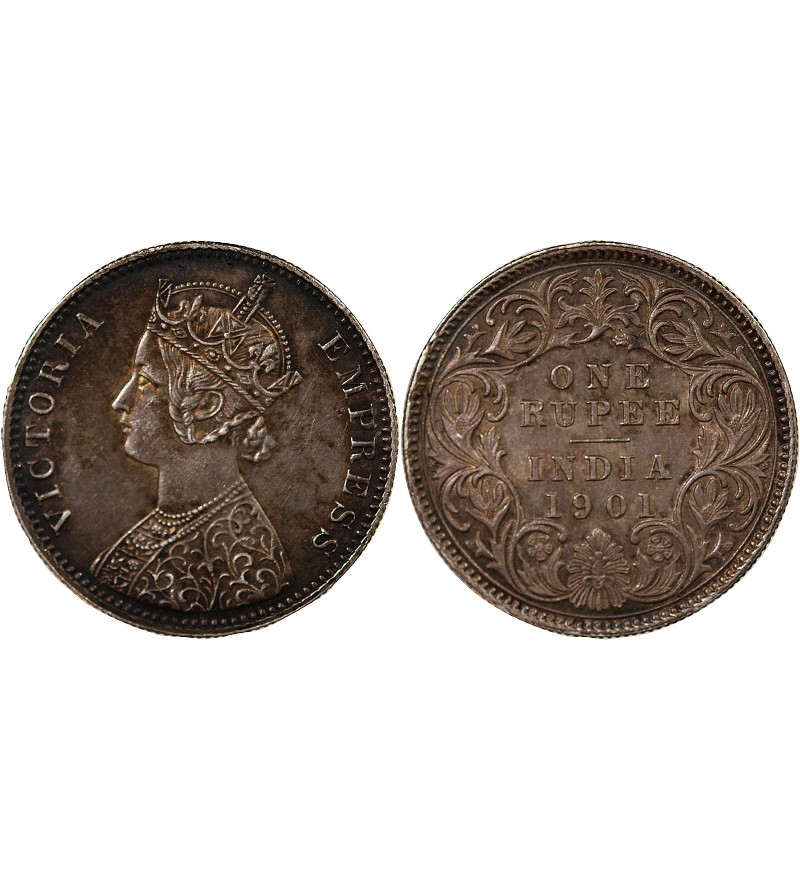 IINDE, VICTORIA - 1 RUPEE ARGENT 1901 C CALCUTTA