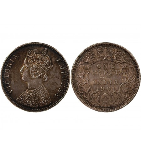 IINDE, VICTORIA - 1 RUPEE ARGENT 1901 C CALCUTTA