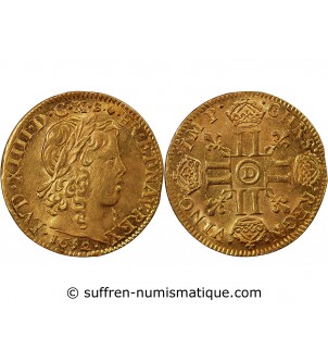 LOUIS XIV - LOUIS D'OR A LA MÈCHE LONGUE 1652 D LYON