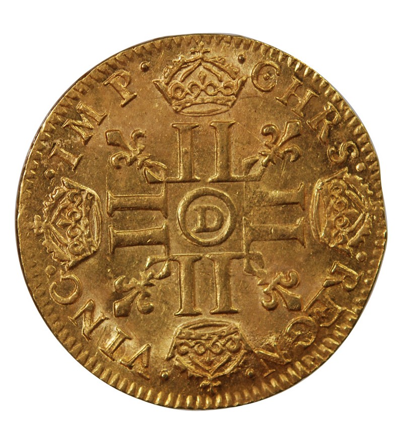 LOUIS XIV - LOUIS D'OR A LA MÈCHE LONGUE 1652 D LYON