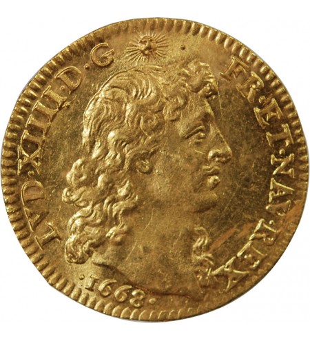 LOUIS XIV - LOUIS D'OR A LA TÊTE NUE 1668 A PARIS