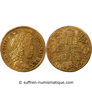 LOUIS XIV - LOUIS D'OR A LA MÈCHE LONGUE 1652 A PARIS