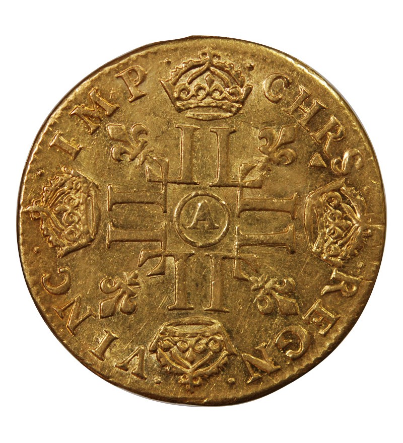 LOUIS XIV - LOUIS D'OR A LA MÈCHE LONGUE 1652 A PARIS