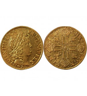 LOUIS XIV - LOUIS D'OR A LA MÈCHE LONGUE 1653 A PARIS 2