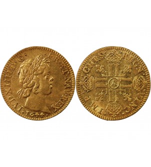 LOUIS XIV - LOUIS D'OR A LA MECHE COURTE 1644 A PARIS 2