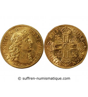 LOUIS XIV - LOUIS D'OR A LA TÊTE NUE 1668 A PARIS