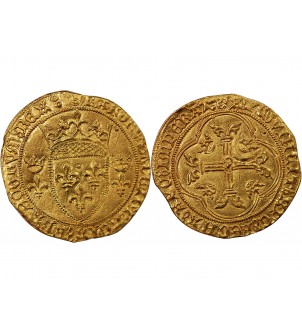 CHARLES VII - ECU D'OR A LA COURONNE 1422 / 1461 MONTPELLIER 2
