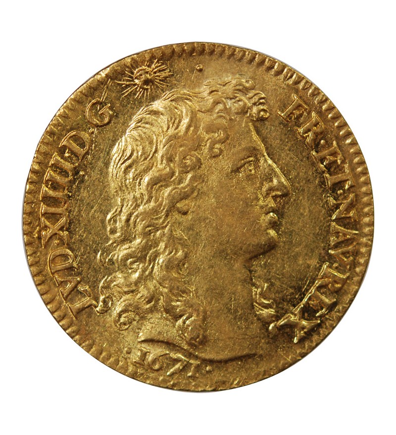 LOUIS XIV - LOUIS D'OR A LA TÊTE NUE 1671 A PARIS