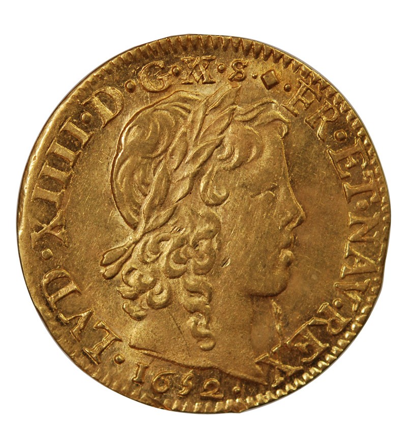LOUIS XIV - LOUIS D'OR A LA MÈCHE LONGUE 1652 D LYON